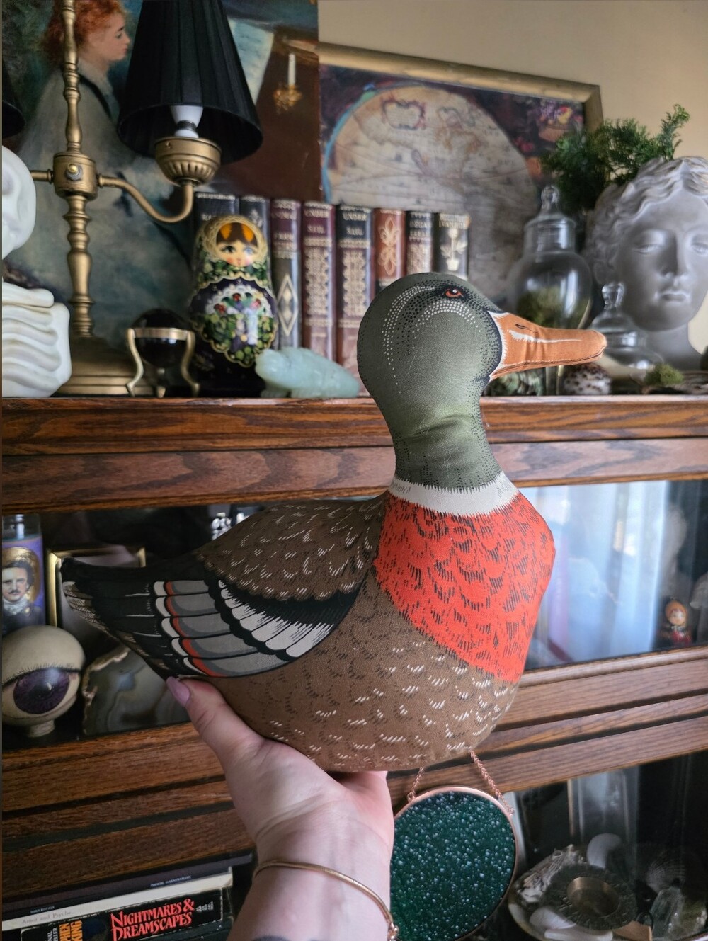 Vintage Fabric Mallard Duck Doorstop